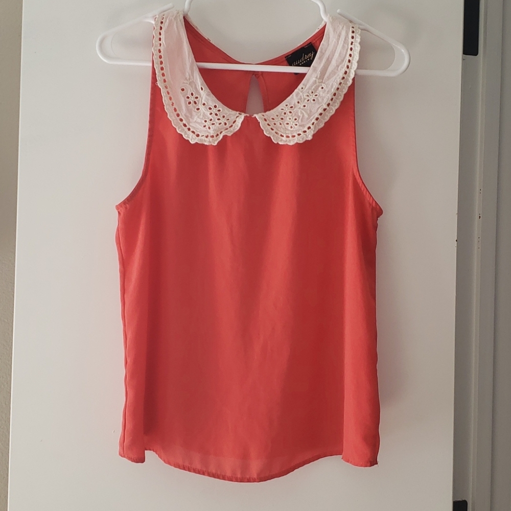 Small Coral Lace Collar Tank